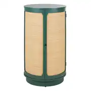 Dabali - Bar 1 porte vert foncé et rotin tressé