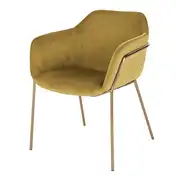 Neus - Chaise en velours ocre et métal doré