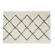 Isma - Tapis style berbère en laine tuftée motif noir et écru 120x180