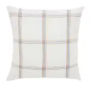 Coussin en coton et lin tissés motifs à carreaux multicolores 45x45