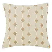 Coussin en coton motif graphique tufté beige et écru 45x45