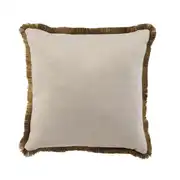 ASTREE - Coussin de jardin tissé vert kaki à franges 45x45