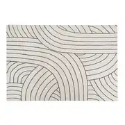 KASTOS - Tapis tufté en laine motif graphique blanc cassé et gris anthracite 160x230