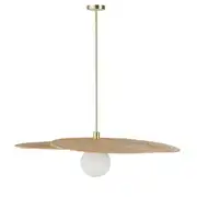 Suspension en rotin beige et doré