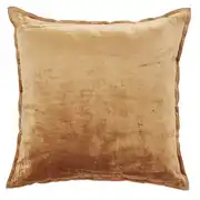 Coussin en velours jaune ocre 45x45