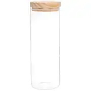 MARCEAU - Bocal en verre couvercle en bois de pin H29