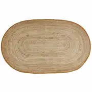 TWIST - Tapis ovale en jute tressé et passpoil en coton ocre 90x150