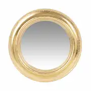 CAMILIA - Miroir rond à moulures en polyrésine dorée, D15 cm