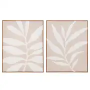 ARMANDE - Toiles brodées beiges, marron et blanches (x2) 40x50 cm