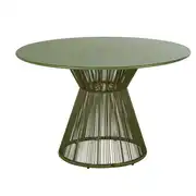Isalia - Table de jardin ronde en acier et résine vert kaki 4 personnes D120
