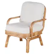 Cassis - Fauteuil en rotin et coussins écrus
