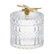 LUNA - Bonbonnière en verre transparent et libellule dorée