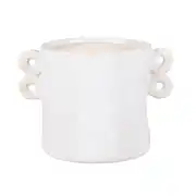 MAYA - Cache-pot oreilles en grès blanc H18