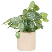 NIZA - Plante verte artificielle et pot en grès blanc