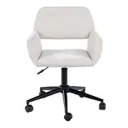 Chaise de bureau scandinave tissu beige pivotante hauteur réglable