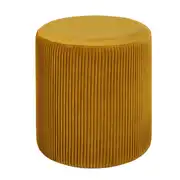 Pouf rond effet côtelé jaune ocre