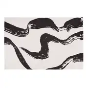 Clark - Tapis en coton motif abstrait blanc et noir 160x230