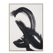 Soho - Toile peinte abstraite noire et blanche, 100x141 cm