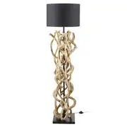 Assane - Lampadaire en liane de vigne et abat-jour noir H157