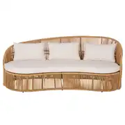 Philae - Canapé de jardin 3 places en résine recyclée et coussins en polyester recyclé beige