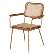 Rosalie - Fauteuil de table cannage en rotin et bois d'hévéa