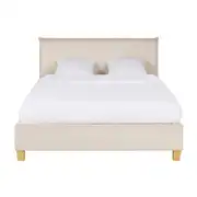 Pillow - Lit coffre en velours côtelé beige 140x190 avec sommier à lattes