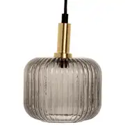 Omaja - Suspension en verre strié gris et métal doré