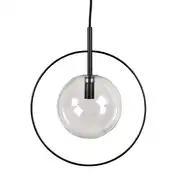 Coronella - Suspension en métal noir et globe en verre