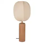 Olivera - Lampe en bois de manguier et abat-jour blanc cassé