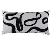 Ralf - Coussin en coton imprimé blanc et noir 65x35