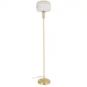Omaja - Lampadaire en métal doré et abat-jour en verre strié transparent H155