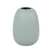 Vase en porcelaine bleu mat strié H18