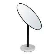 Marbre - Miroir à poser base marbre blanc et métal noir 25x39
