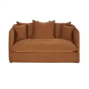 Louvain - Canapé convertible 2 places en tissu chenille coloris bronze, matelas 10 cm