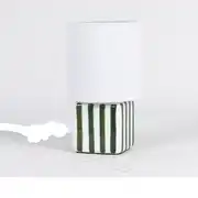 Fanusa - Lampe carrée à rayures bicolores et abat-jour en polyester recyclé blanc