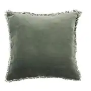 Catania - Coussin en velours vert à mini pompons 45x45
