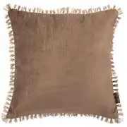 Catania - Coussin en velours bronze à mini pompons 30x30