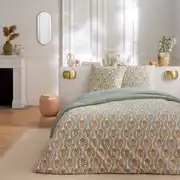 Parure de lit 2 personnes floral charme rayé 260x240cm